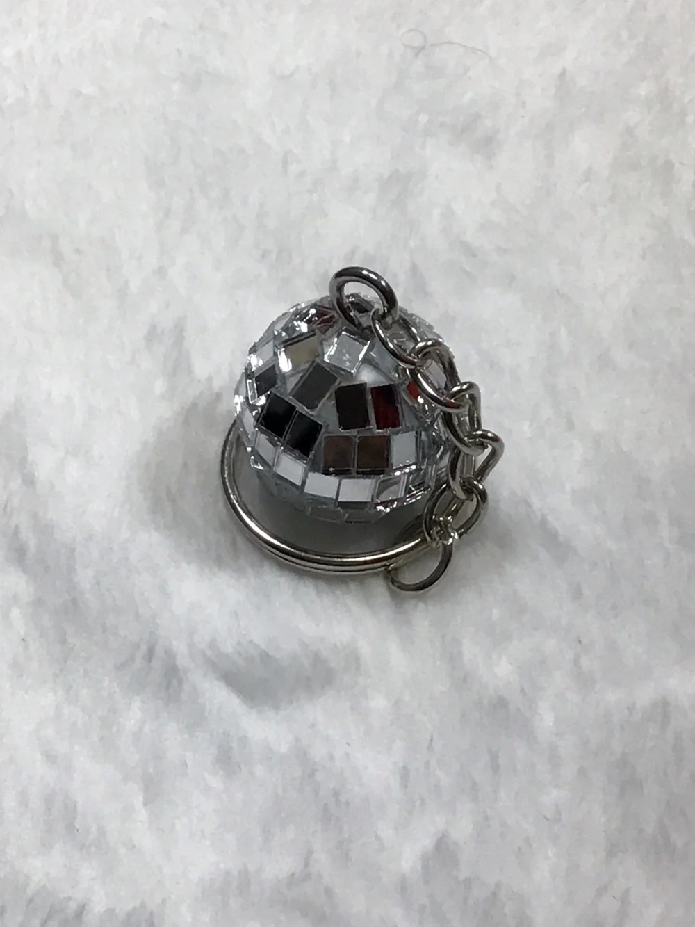 Silver Mosaic Disco Ball Keychain Charm - Women Jewelry